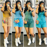 Acid Wash Short Set